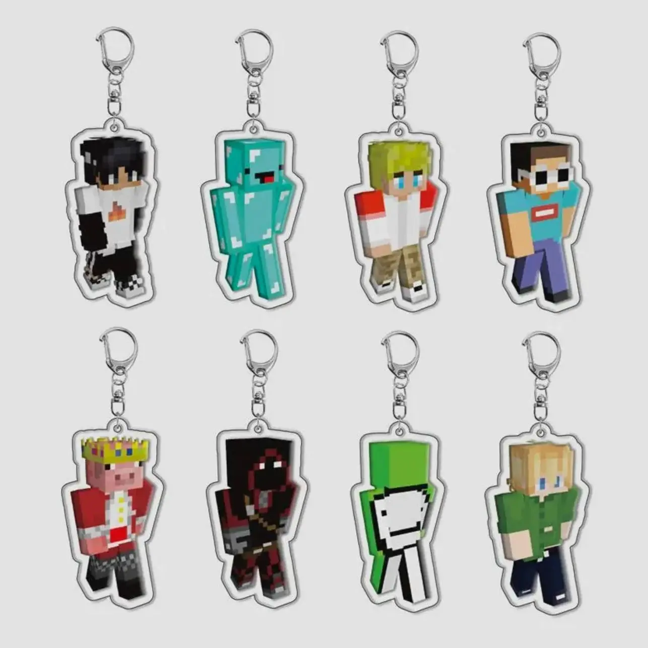 Dream Tommy Tubbo Technoblade DSMP Keychain, Minecraft Pixel Skin Acrylic Bag Charm, Game Fan Collectible Keyring Gift