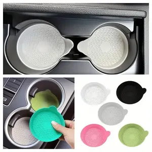 2/4pcs Car Silicone Anti-Slip Cup Mats, Waterproof Universal Round Storage Slot Non-Slip Pad, Center Console Water Cup Base Mat, Car Accessories