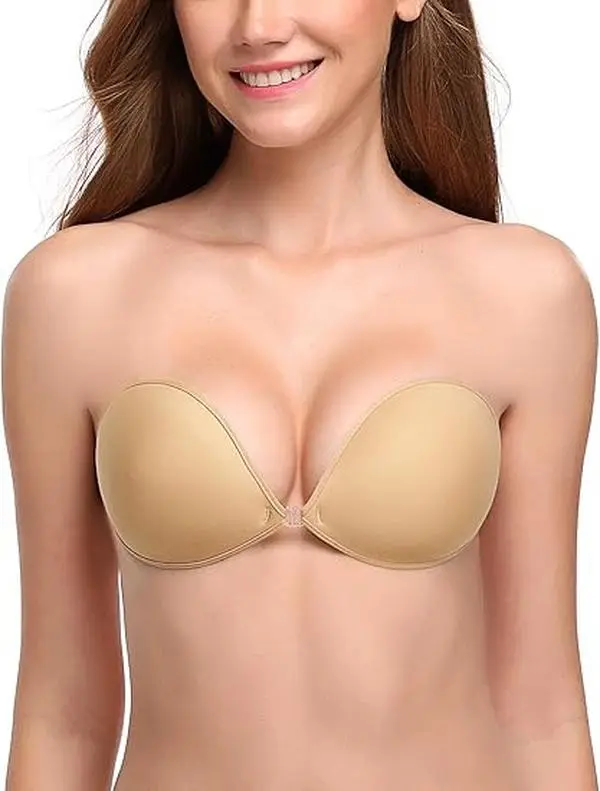 Reusable Self Adhesive Silicone Bra Strapless Invisible Push Up Sticky Bras Waterproof Sweatproof Backless Dress Wedding Gown Low Cut Outfit seamless wireless pad push-up no strap sports hack