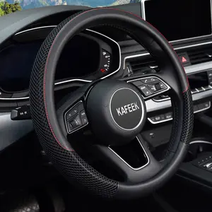 KAFEEK Steering Wheel Cover Microfiber Leather, Breathable, Anti-Slip,Warm in Winter and Cool in Summer, Universal 15 inch,Black,Brown,Blue,Pink
