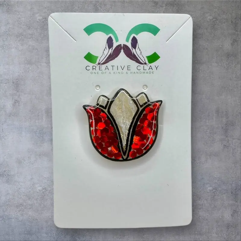 Red Glitter Tulip Ring