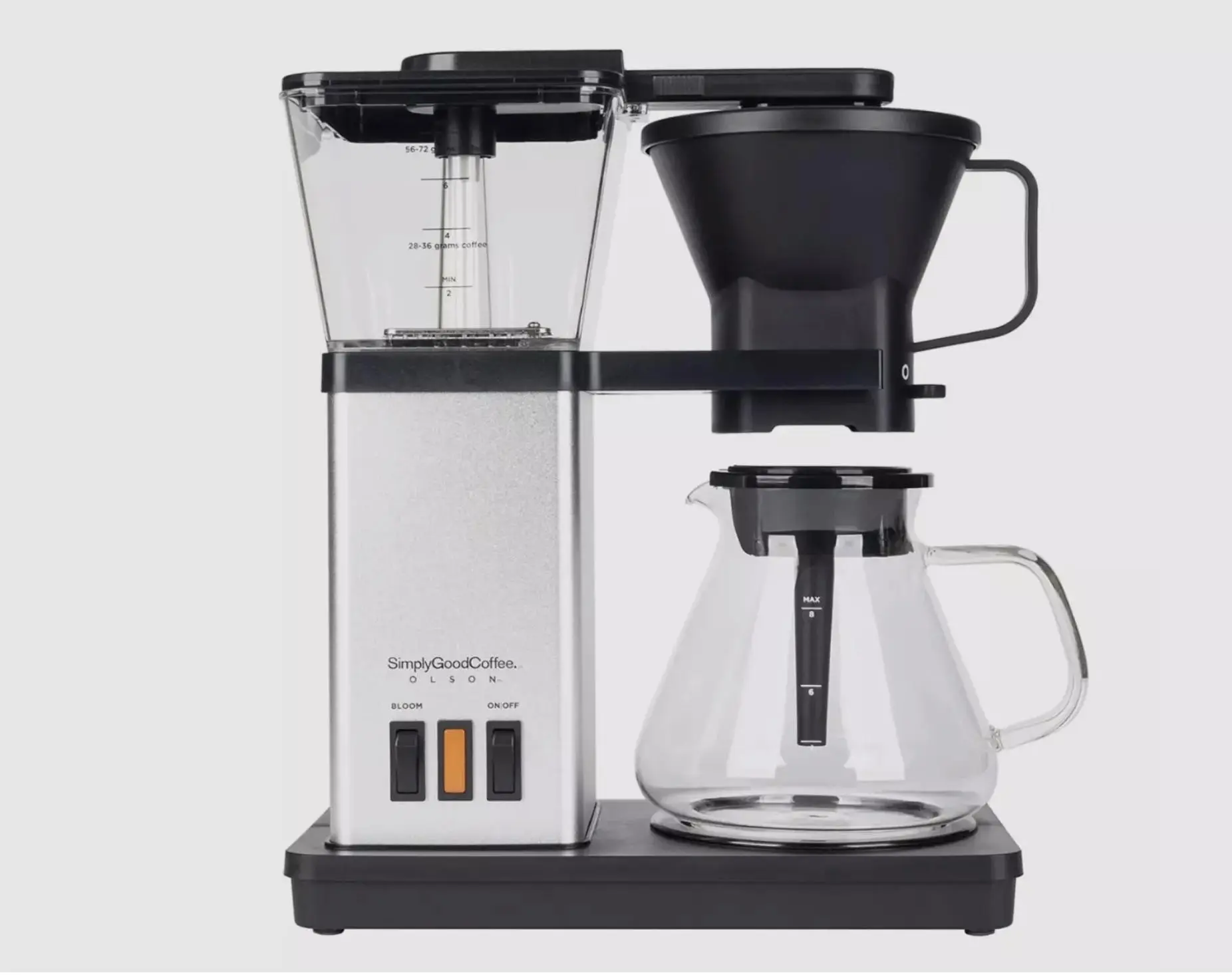SimplyGoodCoffee 8-Cup Automatic Drip Pour Over Coffee Maker with 40-Minute Auto Timer Hot Plate, One-Button Operation, 13.7" x 7.8" x 14.6"