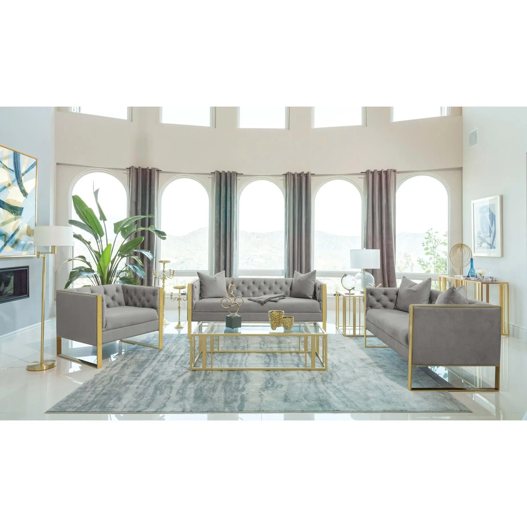 Eastbrook Velvet Upholstered Tufted Accent Set