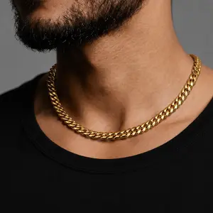Unisex Stainless Steel Cuban Chain Necklace for Men and Women, 18k Gold Plated Curb Chain for Men 18-26 Inches