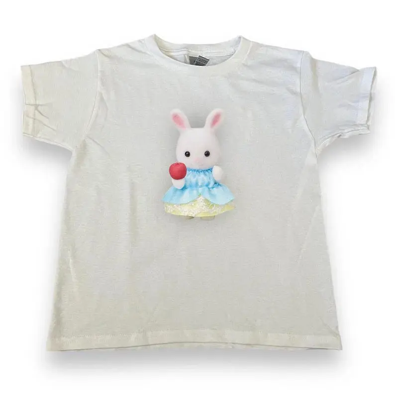 Calico Critter Princess Handmade Screen Print Women's Baby Tee Shirt, Women's Y2K Graphic Tee, Retro Vintage 90s Aesthetic Top