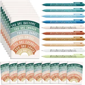 200 Pcs Mental Health Awareness Gifts Bulk Motivational Notebook Journals Positive Affirmation Pen Mental Health Items for Coworker Nurse Week Teacher Student End of Year Gifts Rainbow