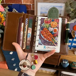 M5 Leather Notebook with Detachable Pages, High-End Appearance, Portable Diary Journal with 60 Blank Inner Pages, Pocket Size Spiral Notebook Journal, Travel Diary Notebook