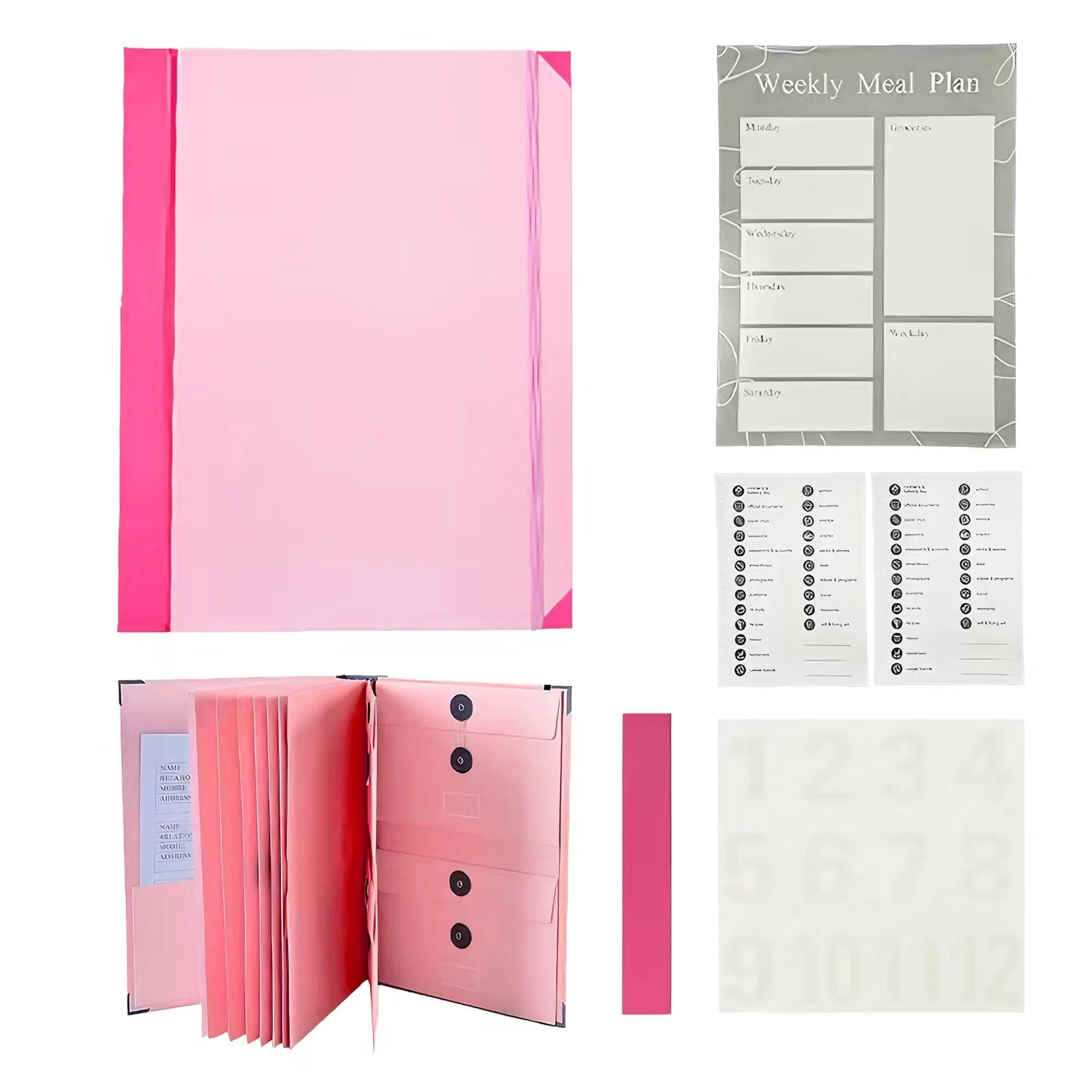 Pink Expandable Accordion Fold File Folder Organizer - A4 Letter Size, 10-Pocket Document Holder, Elastic Closure, Label-Included (For Home Office Outdoor Furniture Storage Needs)