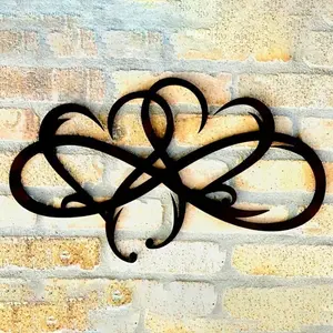 1pc Infinity Double Heart Steel Wall Decor, Infinity Sign Wall Decor, Metal Infinity Heart Art Sculptures, Infinity Heart Metal Wall Art Decor, Halloween Room Decor Gothic,Home Decor ,Room Decor,Wall Decor