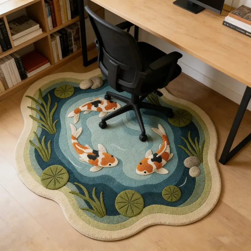 Cute cartoon living room carpet three-dimensional koi bedroom decoration bedside carpet large area lounge washable floor mat Home Decorative Rug home decor rugs home cloakroom non-slip carpet creative and interesting bathroom balcony doorway floor mat