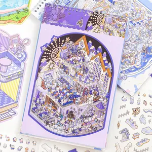 24 Sheets Pet Material Decorative Stickers Book, Large Size Miniature Scene Series, Perfect for DIY Crafts & Home Decoration, Art Stickers