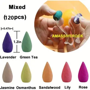 120 reflux aromatherapy cones, waterfall burners, natural mixed fragrance reflux aromatherapy cones, suitable for reflux aromatherapy burners, yoga gifts