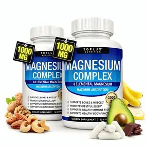 Magnesium Complex 6 Types Elemental Magnesium 1000mg – Glycinate, Citrate, Malate, Taurate, Oxide, Orotate Vegan Non-GMO 90 Count