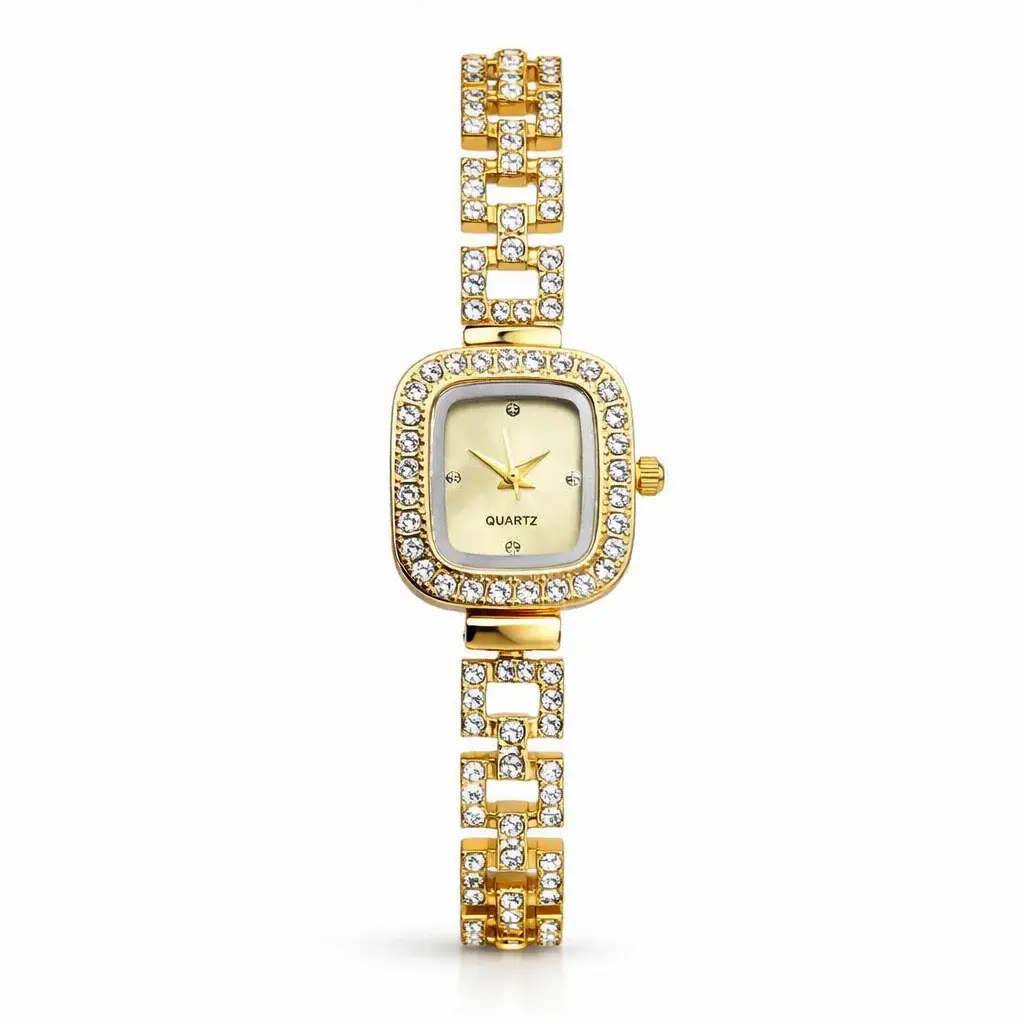 Women's Water Resistant Quartz Wristwatch, Elegant Square Dial with Modern Square Look, Rhinestone Decor & Adjustable Strap, Fashion Accessories for Women, Watches For Women