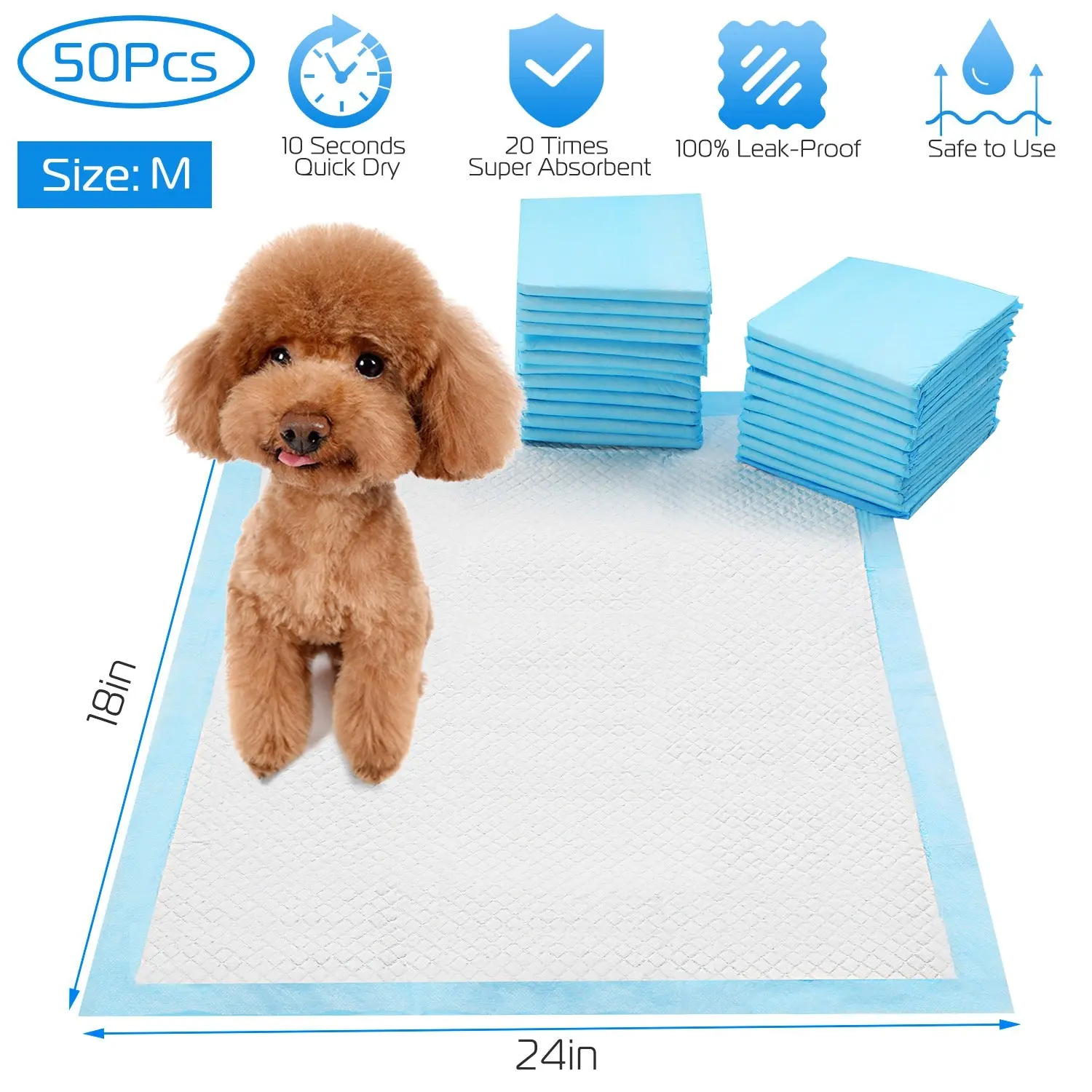 5 Layer Super Absorbent Pet Training Pads 50pk