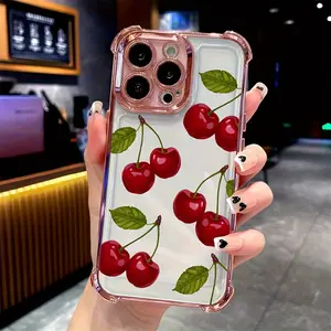 Several Big Red Cherry Pattern Four Corner Shockproof Phone Case for Apple Phone 14/15 Phone Case 17 17Pro 17Air 17Promax 11 12 12Pro 12Pm 13 13P 13Promax 14 14Pro 14Promax 14Plus 15 15Pro 15Plus 15Pm 16 16Pro 16Plus 16Promax Phone Case