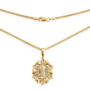 Golden Our Lady of Guadalupe Pendant Necklace in 10K Yellow Gold 4.13 Grams 20 Inches Christmas Gifts