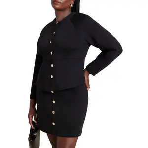 ELOQUII Women's Plus Size Strong Shoulder Nipped Waist Scuba Jacket