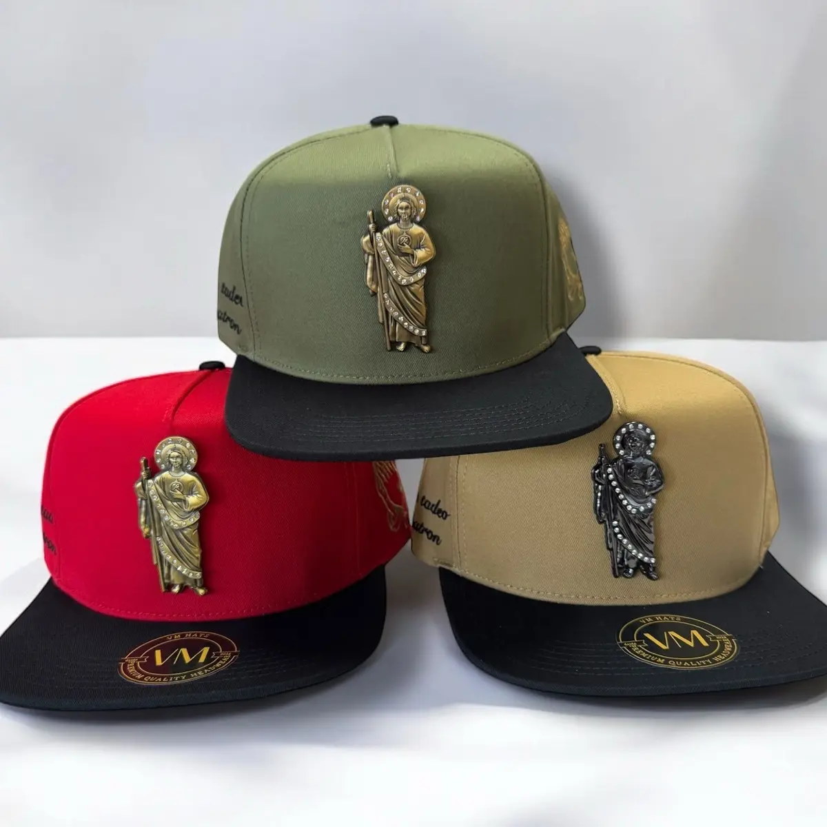 Saint Jude Cap with Diamond Metal Pin, Flat Cap, Snapback