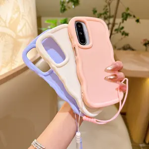 3-Pack Macaron Wave Pattern Phone Case, Smartphone Protective Cover Accessories Includes 3 Cases+3 Silicone Hangers Suitable for Samsung A05S/A06/A13/A14/A15/A16/A23/A24/A31/A32/A33/A34/A54/S22/S23/S23PLUS/S23U/S24/S24U