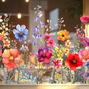 Flower Window Sticker, Double Sided Windows Clings for Glass Windows Cut Freely