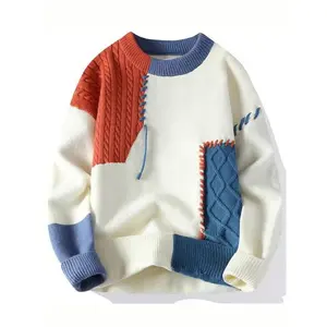 A single American fashion brand jacquard color-blend crewneck sweater, suitable for men’s autumn and winter fashion—unique, multifunctional, casual, and warm knitwear GARMENTARY