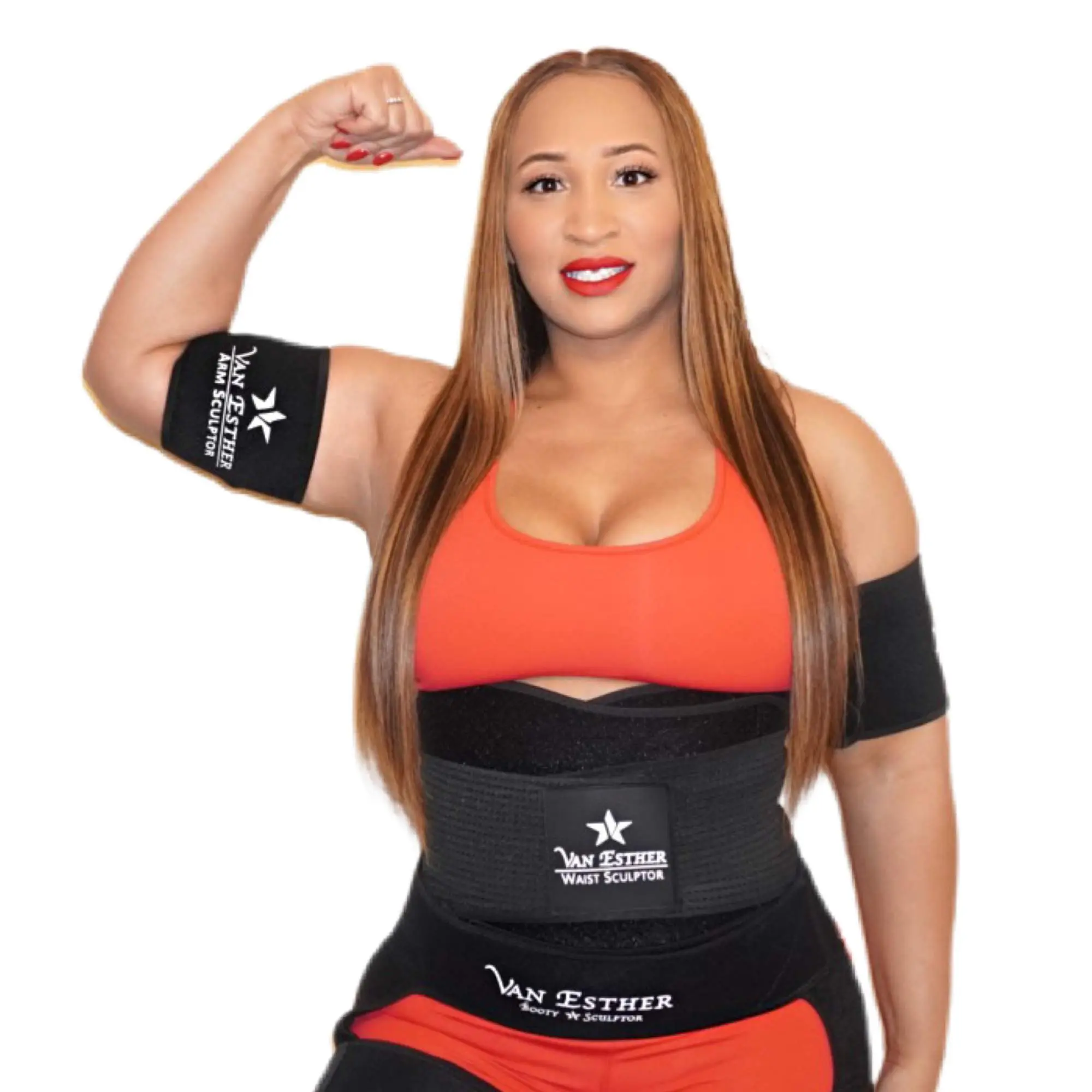 Van Esther Sweat Sculpting Arm Trimmers for Women, Latex-Free Neoprene Compression Sleeves with Anti-Slip Lining, Flexible Fit for Gym Workouts, Compression Arm Sleeve, Gym Workout Women, Rowing, Running, One Pair