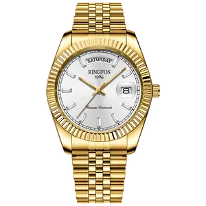 【RINGFOS】Men’s business quartz watch, stylish waterproof watch with luminous display and calendar function, waterproof multifunctional watch with box included
