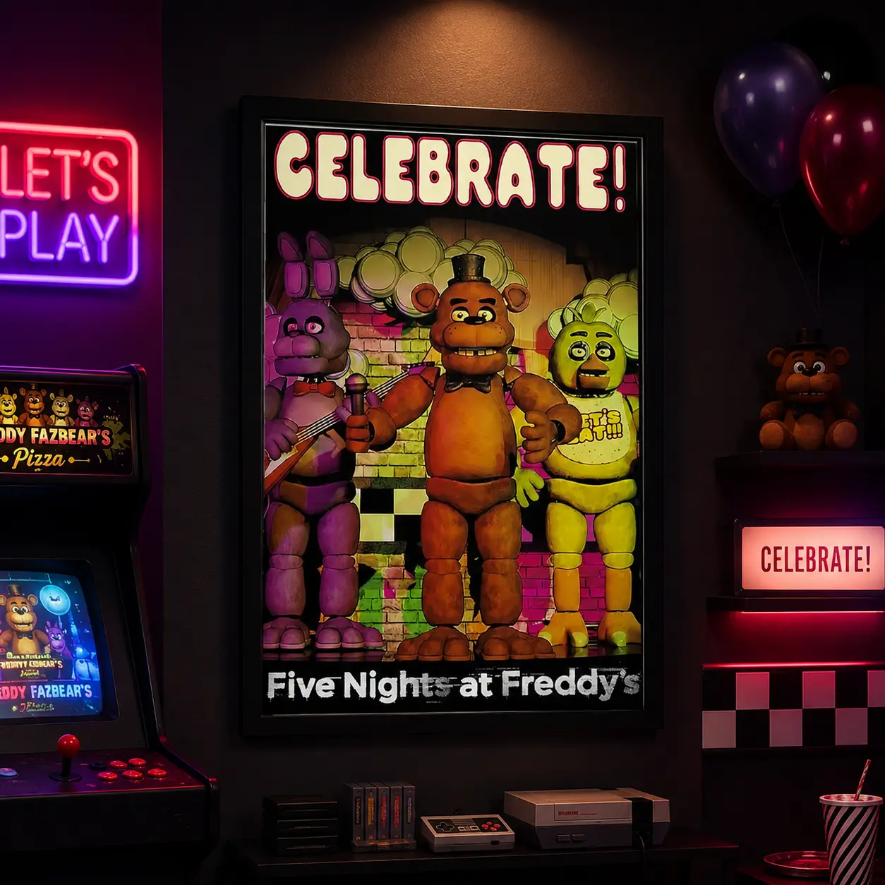 Bedroom Decor Set 'Five Nights at Freddy's' Printed Canvas Poster - Room Decor Set, Boys' Room Decor, Suitable as a Gift,Canvas Poster Wall Decor, Room Decorations, Funky Home Decor,anime wall art,bedroom canvas poster