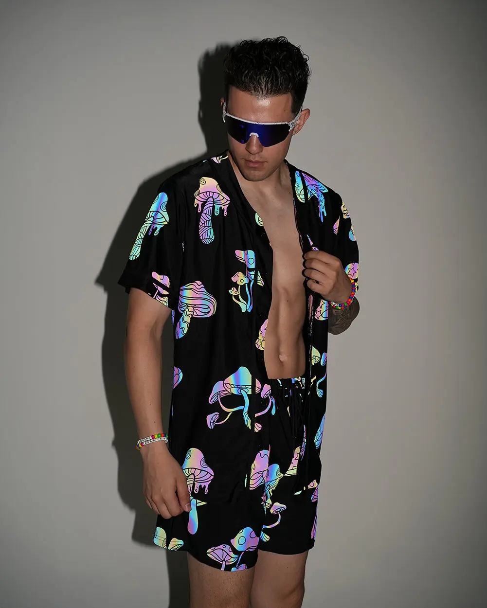 Kooky Chronicles Rainbow Reflective Baseball Jersey, Apparel Jersey, Full Jersey