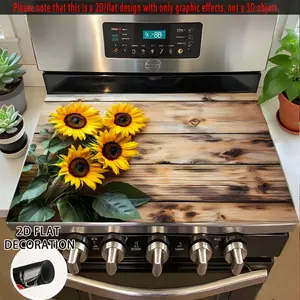1pc Sunflower Pattern Stove Cover Mat - Bright Yellow and Brown Design, Polyester Anti slip Kitchen Protection Cover, Suitable for Stove and Desktop, Home Decoration Accessories, Kitchen Decoration Mat | Sunflower Pattern, Oven Mat, Desk Absorbent Mat