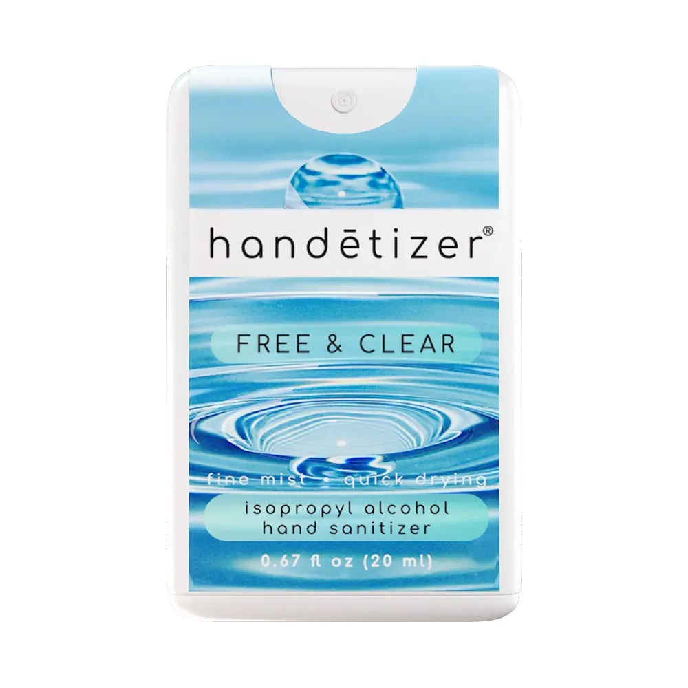 Handetizer Free & Clear Hand Sanitizer - No Fragrance, Unscented, Fast Sanitization, Quick Evaporation, Ideal for Sensitive Skin 0.67 fl oz 20 ml