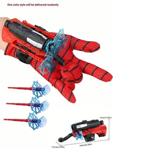 Launcher Set Hero Spider-man Glove Web Shooter Wrist Band Slinger Toy With Suction Cups Spider Web Launcher Toy with Gloves, Superhero Wrist Launcher, Funny Educational Toy for Kids, Party Cosplay Gift, Plastic, Red/Black/Blue