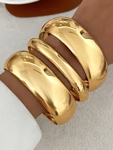 Elegant Women's Bracelets Set, Trendy Stack Bangle, Shiny Metal Look Stackable Design, Perfect for Daily Wear, Parties & Gifts