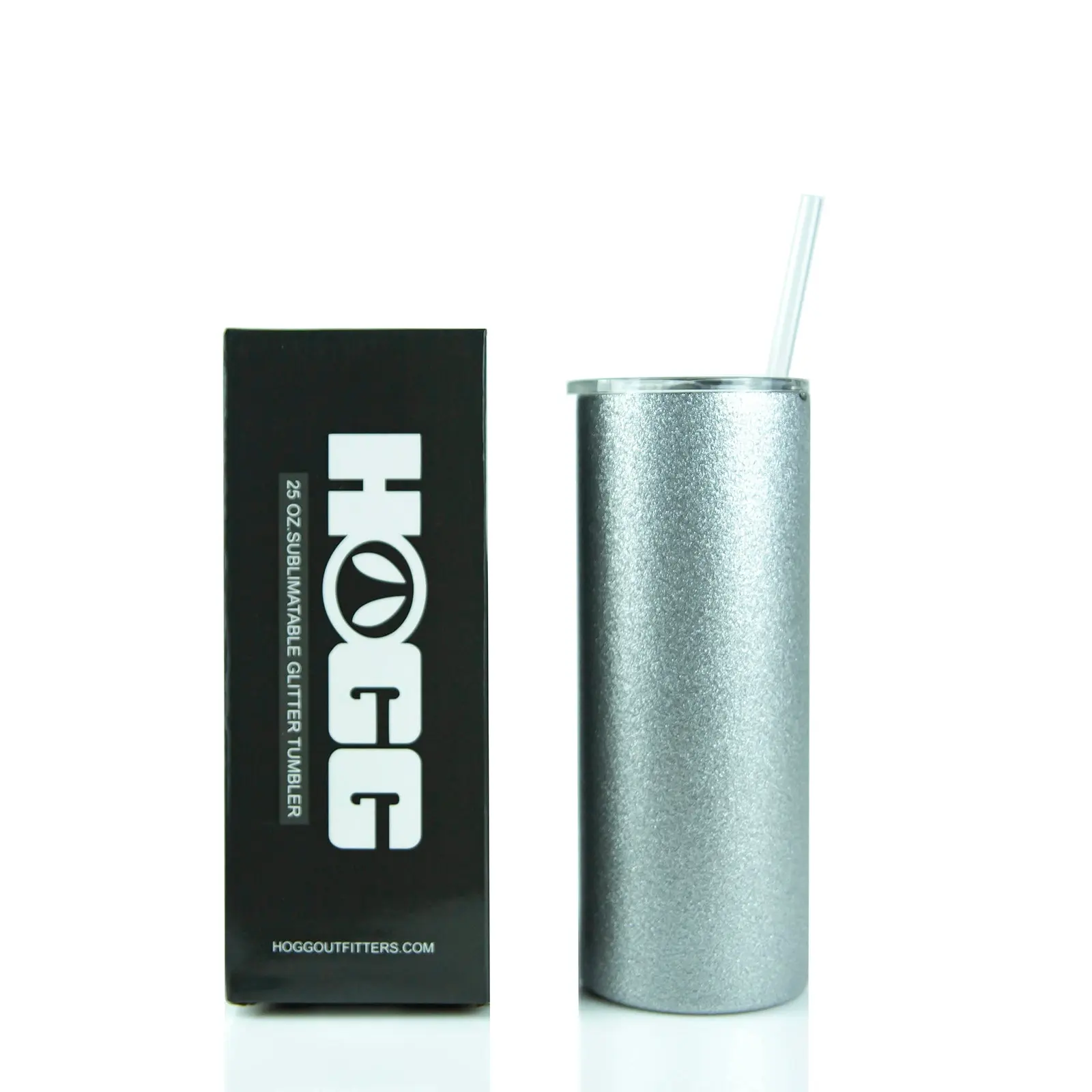 25oz Sublimatable Glitter Skinny Tumbler - Silver