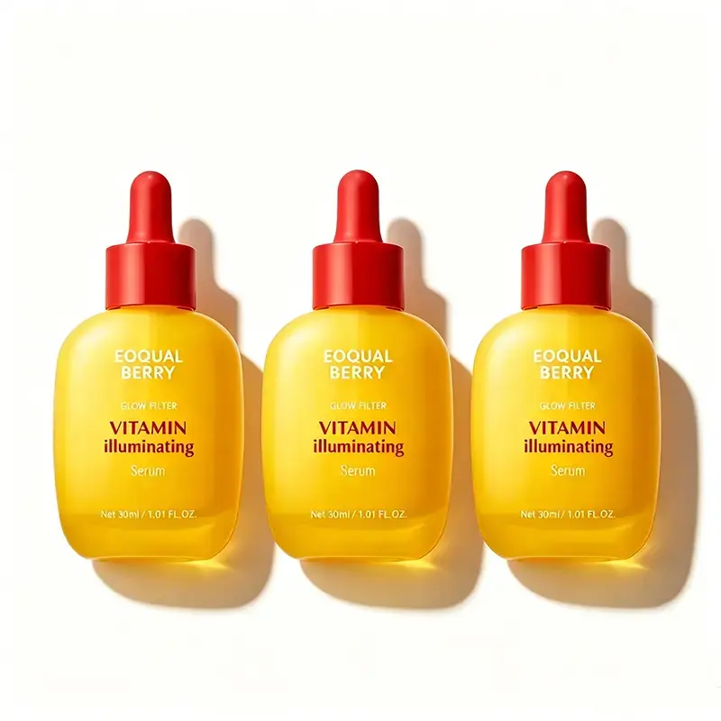 3PCS EQQUALBERRY Vitamin Illuminating Serum – Brightening Vitamin C Serum with Niacinamide| Strengthens skin barrier| Hydrates using Ceramide and Acid, 1.01oz / 30ml