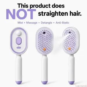 Self-Cleaning Anti-Tangle Air Cushion Massage Hair Brush, Anti-Static Volumizing Scalp Comb for Dry Frizzy Hair, Electric Spray Design, Essential Oil Not Included