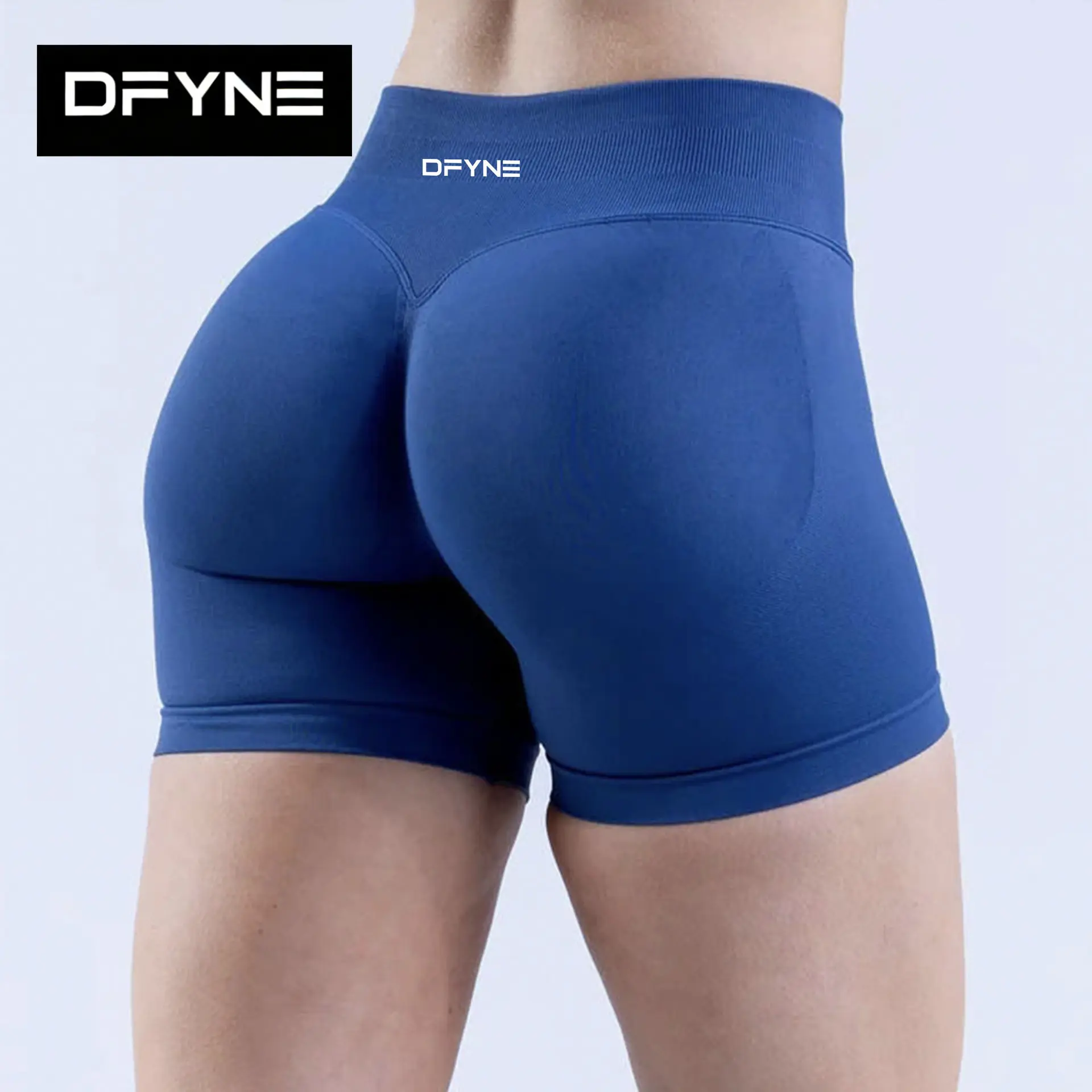DFYNE Women Low Rise Glute Sculpting Booty Shorts 3 Inch Seamless Workout Gym Shorts