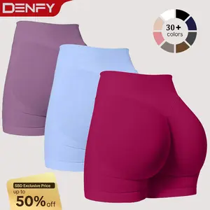 DENFY Impact Shorts Fitness Gymwear Hip-Lifting Seamless Yoga Shorts Compression Impact Shorts Sportswear  Hidden Scrunch Butt lifting Shorts