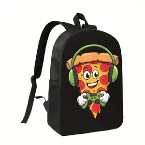 Best Trendy A Boys Gamer Pizza Graphic 1 1 4xx backpack for school Fashionable Polyester Printed Backpack Simple and Elegant, for Teenager Boys Girls Birthday Gifs for School Supplies