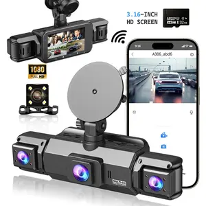 4 Channel  Car Dash Cam,8 IR Lamps WiFi Night Vision 1080P HD DVR  Car  with 32GB Memory Card，Car Video Surveillance with Night Vision，24/7Parking Mode Car DVR Hd Screen Front Rear Left And Right dashcam