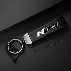 Car Keychain, PU Leather Car Keychain, Simple Design Car Interior Decoration Accessories for Hyundai i20 i30 Elantra Kona Sonata Tucson N Line, Car Interior Accessory