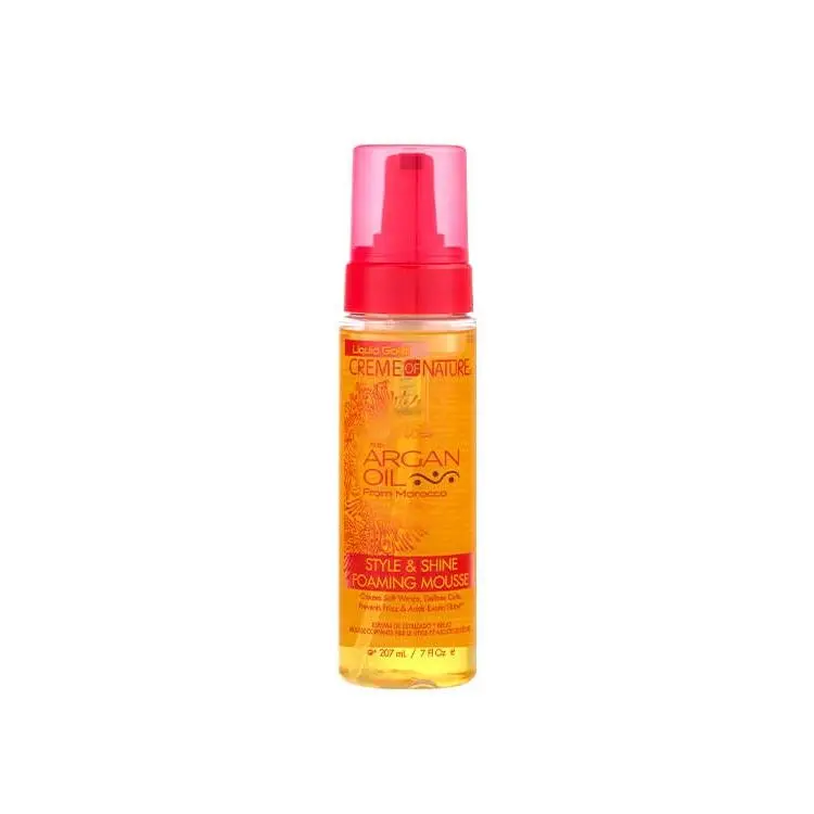 Creme of Nature Argan Oil Style & Shine Foaming Mousse, 7 oz Hydrating Nourishing Haircare Moisturizer – Defined Curl Mousse & Gel for Frizz Reduction, Gloss Enhancement, Frizz Reduction Mousse & Gel