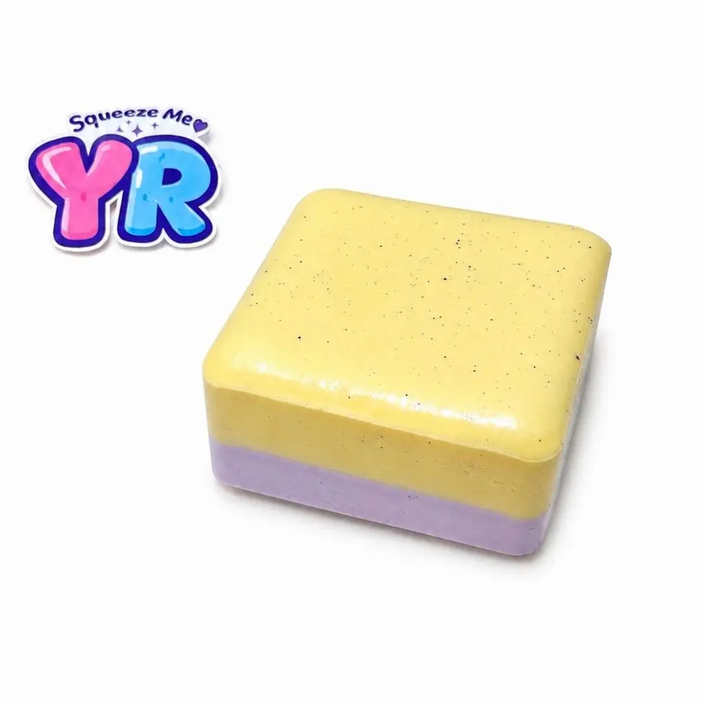 YR Squishy Slow-Rising Stress Relief Toy, 2-Tone Cake Design with Strawberry, Taro, Oreo Themes