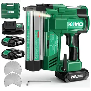 NO Air Compressor! KIMO 18G Brushless Cordless Nail Gun w/ 2 Batteries & 5000 Nails | 2 in 1 Brad Nailer|  Jam-Free | Safety Lock | DIY Dream Tool | Build Pet Houses in 10min