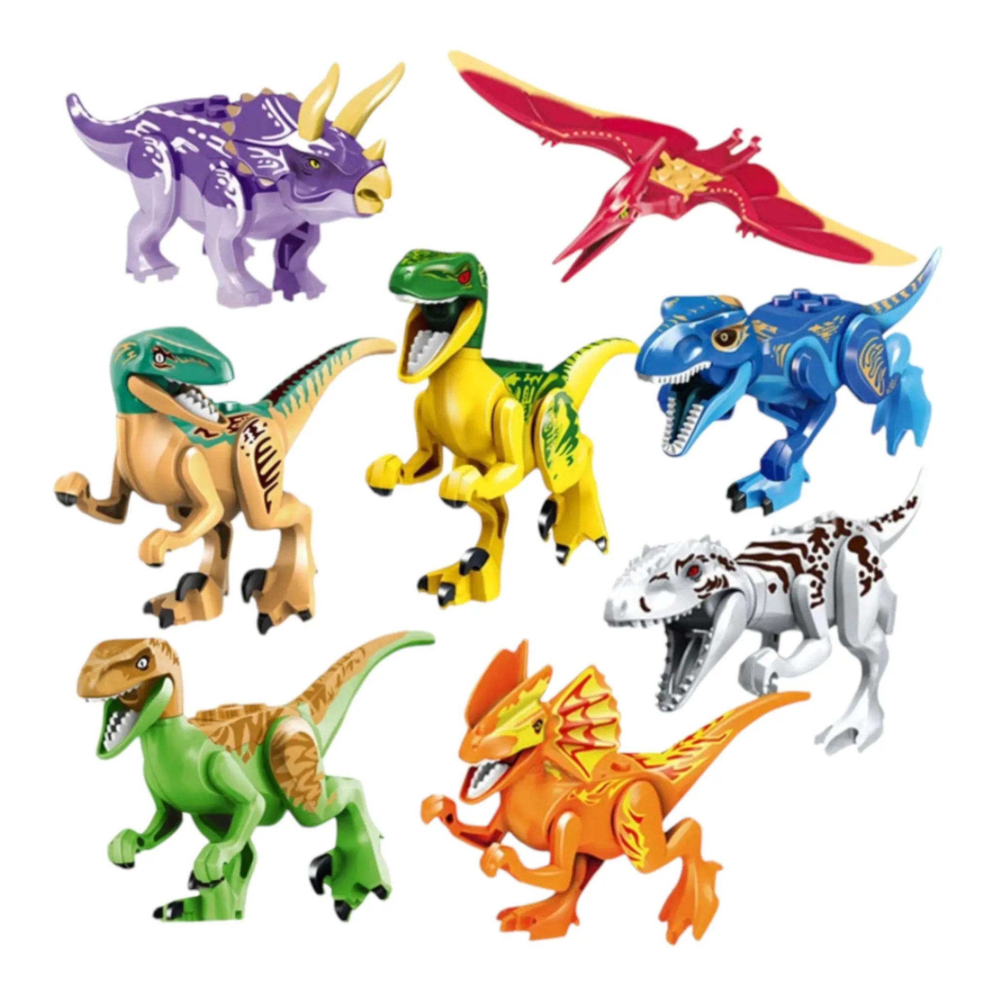 Dino Building Brick Figures - Dinosaur Themed STEM Kit and Decor