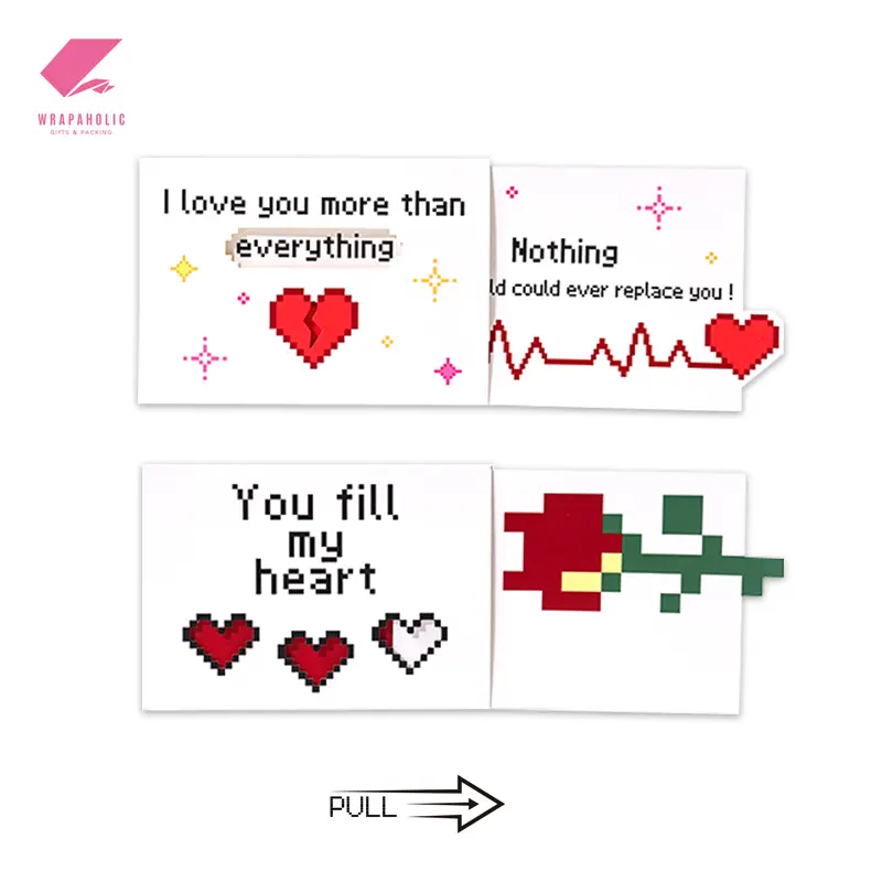 WRAPAHOLIC Funny & Interactive Greeting Cards for Friends, Family & Couples - Unique Birthday, Pixel Pull & Humor Cards - 5x7 Inch Creative Gift Cards with Envelopes, Card Design, Friendship Card