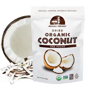 Mavuno Harvest Coconut Chips Dried Fruit Snack | Unsweetened Organic Dried Coconut Strips | Gluten Free Snack | Healthy Snacks for Kids & Adults | Vegan, Non GMO, Direct Trade | 1 Pound Resealable Bag