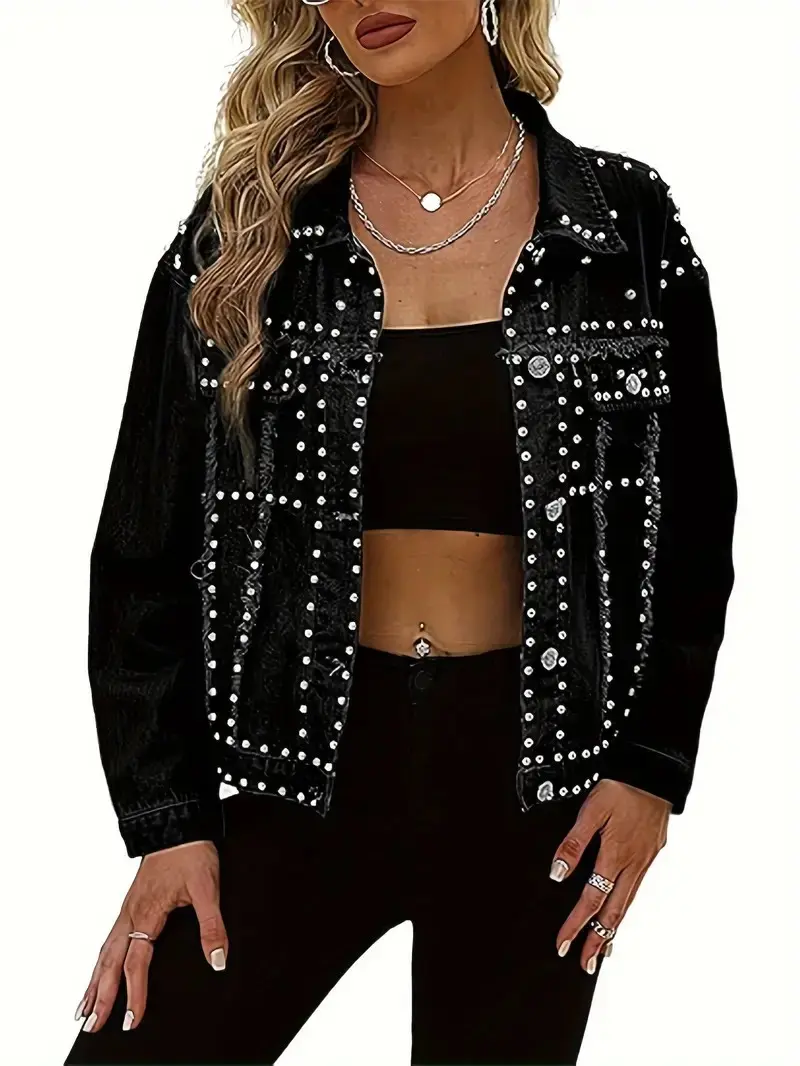 Women's Petite Cotton Denim Jacket - All-Season Casual Essential, Structured Layer, Machine Washable for Work, Weekend Wear