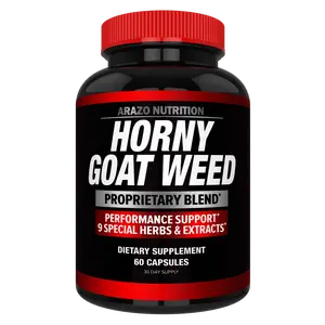 Arazo Nutrition Horny Goat Weed Proprietary Blend 1000mg Fast Acting Powerful 9 Herbs Tongkat Ali Saw Palmetto L Arginine 60 Capsules